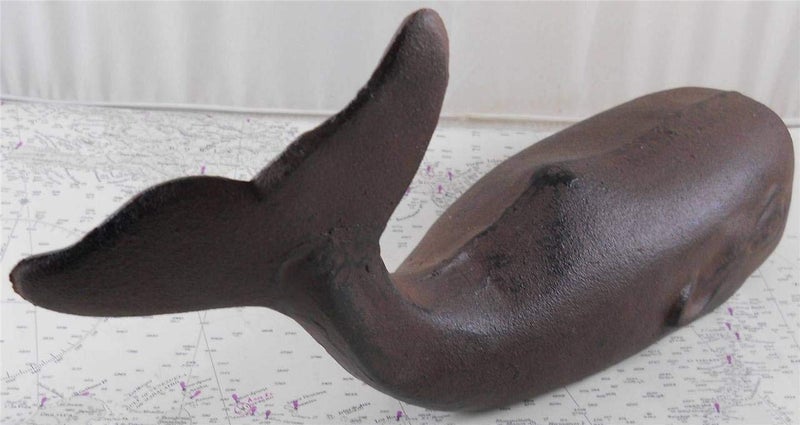 GSM Large Cast Iron Whale Figure - Nautical Whale Doorstop - Image 3